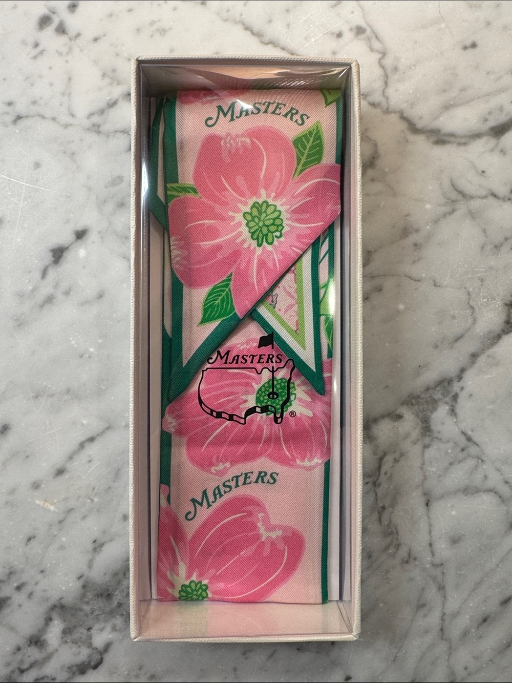 2026 MASTERS Golf Ladies
Silk Bag Scarf / Twilly |
Dogwood Print | New In Box